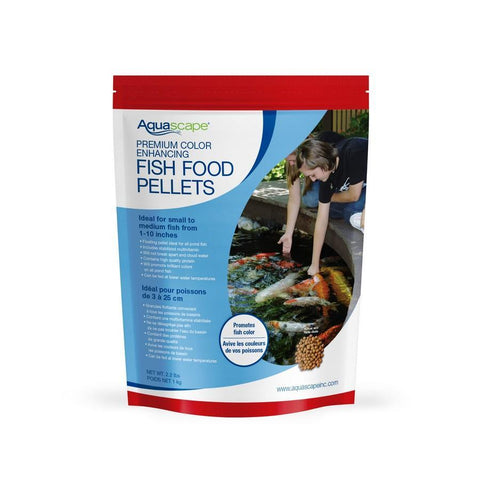 Aquascape Premium Color Enhancing Fish Food Medium Pellets - 2.2 lbs Front of Packaging 98874