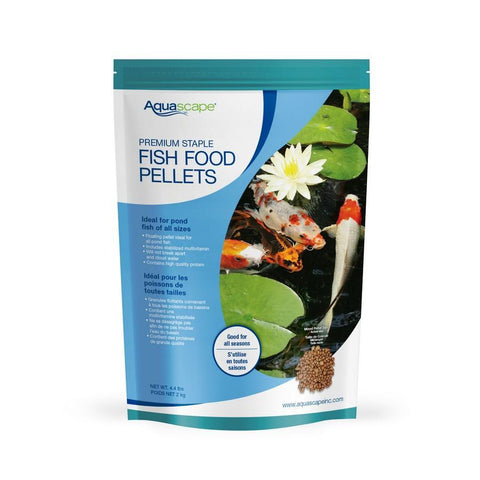 Aquascape Premium Staple Fish Food Mixed Pellets - 4.4 lbs Front of Packaging 81052