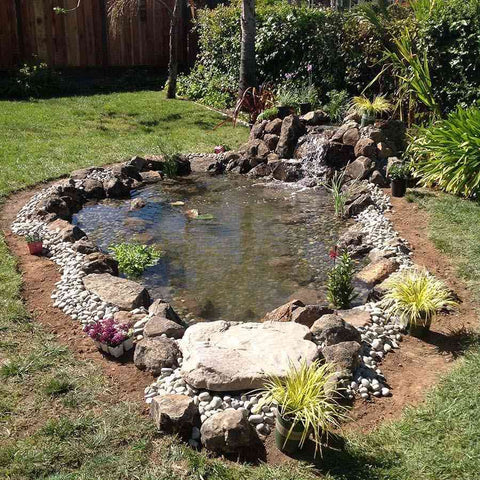 Savio 16 ft. x 21 ft. DIY Pond Kit Model PP3000 ample Installation with Waterfall