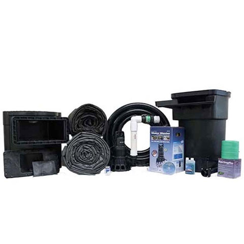 Savio 16 ft. x 21 ft. DIY Pond Kit Model PP3000 Waterfall weir Livingponds Filter Tubing Submersible pump with Discharge Kit EPDM Liner Spgingflo Media Beneficial Bacteria and Tubing