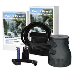 Savio 8' Pond Free Waterfall Package PF0500 Showing FilterWeir Pump Pump Vault Liner and Tubing