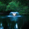 Image of Scott 1/2HP Display Aerator with Lights Operating in a Pond with Trees at the Back DA-20 14020