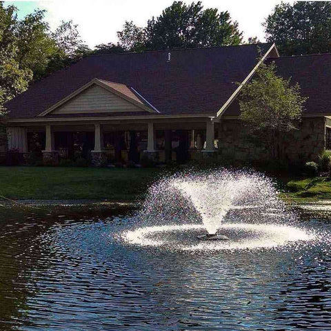 Scott 1/3HP Display Aerator DA-20 Operating in a Pond with a House at the Back  14013
