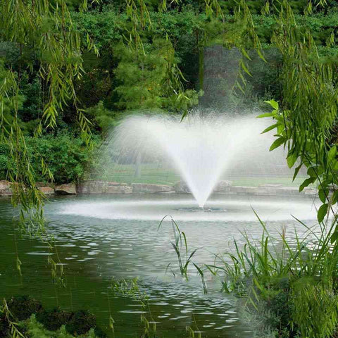 Scott 2HP Display Aerator Operating in a Pond surrounded by Plants 14028
