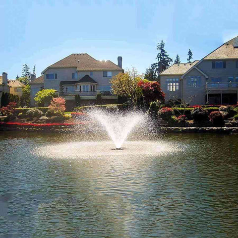 Scott 3HP Display Aerator Operating in a Pond with Houses Behind 14029