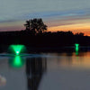 Image of Scott Color Changing LED Fountain Light Set Operating at Night Showing Green Light 13650