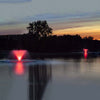 Image of Scott Color Changing LED Fountain Light Set Operating at Night Showing Red  Light 13650