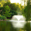 Image of Scott 1.5HP North Star Fountain Displat Aerator Operating in a Pond with Trees at the Back 14026