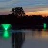Image of Scott 1.5HP North Star Fountain Displat Aerator Operating in a Pond at Night time with Green Lights 14026