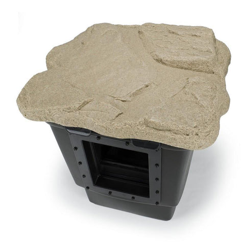 Aquascape Signature Series 1000 Pond Skimmer Top View with Rock on Top 43022