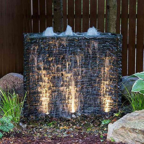 Aquascape Stacked Slate Spillway Wall 32" Landscape Fountain Kit Sample Installation  78269