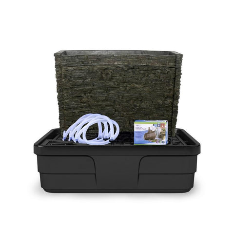 Aquascape Stacked Slate Spillway Wall 32" Landscape Fountain Kit Complete with Tubing and Pump with Basin 78269