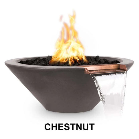 Top Fires Round Concrete Cazo Fire and Water Chestnut Colored Bowl by The Outdoor Plus OPT-24RFWM-CST OPT-31RFWM-CST OPT-36RFWM-CST