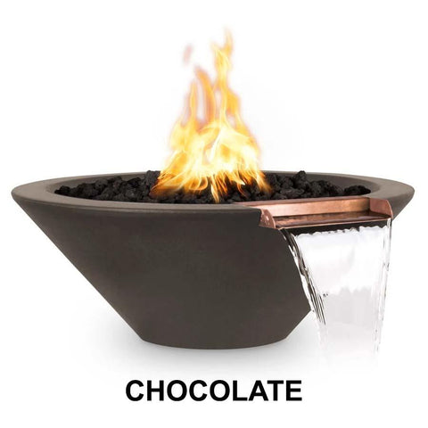Top Fires Round Concrete Cazo Fire and Water Chocolate Colored Bowl by The Outdoor Plus OPT-24RFWM-CHC OPT-31RFWM-CHC OPT-36RFWM-CHC