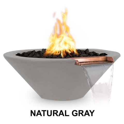 Top Fires Round Concrete Cazo Fire and Water Natural Gray Colored Bowl by The Outdoor Plus OPT-24RFWM-NGY OPT-31RFWM-NGY OPT-36RFWM-NGY