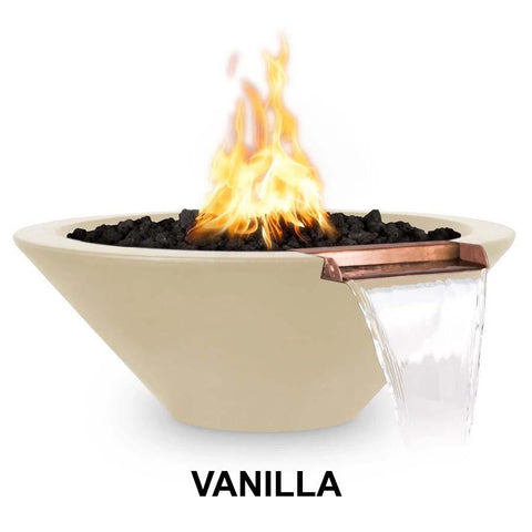 Top Fires Round Concrete Cazo Fire and Water Vanilla Colored Bowl by The Outdoor Plus OPT-24RFWM-VAN OPT-31RFWM-VAN OPT-36RFWM-VAN