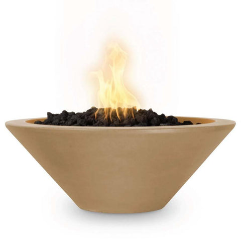 Top Fires Round Concrete Cazo Fire Brown Colored Bowl by The Outdoor Plus OPT-24RFO-BRN OPT-30RFO-BRN OPT-48RFO-BRN