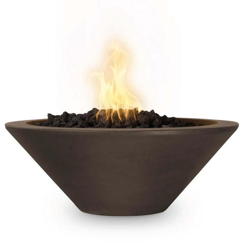 Top Fires Round Concrete Cazo Fire Chocolate Colored Bowl by The Outdoor Plus OPT-24RFO-CHC OPT-30RFO-CHC OPT-48RFO-CHC
