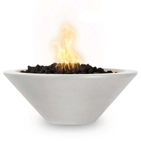 Top Fires Round Concrete Cazo Fire Limestone Colored Bowl by The Outdoor Plus OPT-24RFO-LIM OPT-30RFO-LIM OPT-48RFO-LIM
