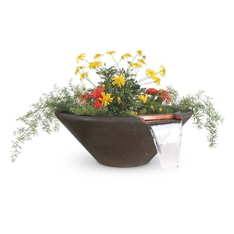 Top Fires Round Concrete Cazo Plant & Water Chestnut Colored Bowl by The Outdoor Plus OPT-24RPW-CST OPT-30RPW-CST OPT-36RPW-CST