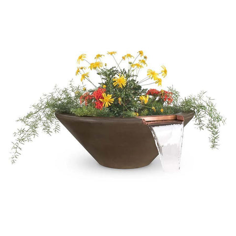 Top Fires Round Concrete Cazo Plant & Water Chocolate Colored Bowl by The Outdoor Plus OPT-24RPW-CHC OPT-30RPW-CHC OPT-36RPW-CHC