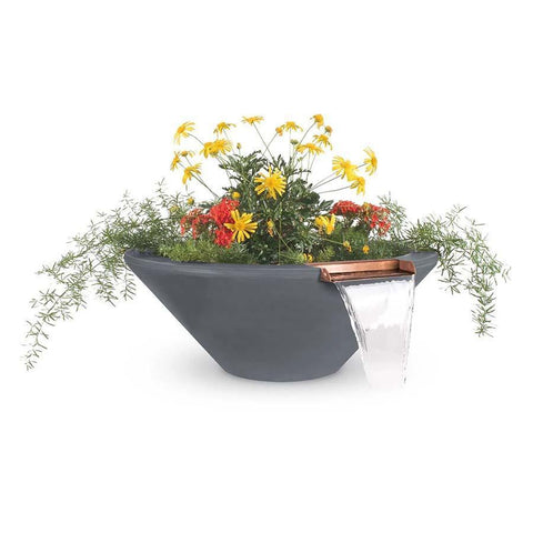 Top Fires Round Concrete Cazo Plant & Water Bowl by The Outdoor Plus-Top Fires-24 Inch-Gray-Kinetic Water Features