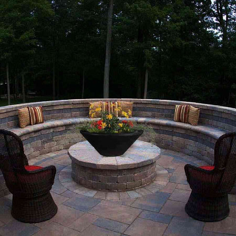 Top Fires Round Concrete Cazo Planter Bowl by The Outdoor Plus OPT-24RP OPT-31RP OPT-36RP Sample Installation