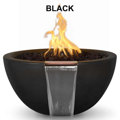 Top Fires Round Concrete Luna Fire and Water Black Colored Bowl by The Outdoor Plus OPT-LUNFW30-BLK OPT-LUNFW38-BLK