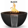 Image of Top Fires Round Concrete Luna Fire and Water Black Colored Bowl by The Outdoor Plus OPT-LUNFW30-BLK OPT-LUNFW38-BLK
