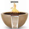 Image of Top Fires Round Concrete Luna Fire and Water Brown Colored Bowl by The Outdoor Plus OPT-LUNFW30-BRN OPT-LUNFW38-BRN
