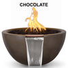Image of Top Fires Round Concrete Luna Fire and Water Chocolate Colored Bowl by The Outdoor Plus OPT-LUNFW30-CHC OPT-LUNFW38-CHC