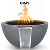 Image of Top Fires Round Concrete Luna Fire and Water Gray Colored Bowl by The Outdoor Plus OPT-LUNFW30-GRY OPT-LUNFW38-GRY