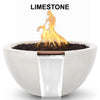 Image of Top Fires Round Concrete Luna Fire and Water Limestone Colored Bowl by The Outdoor Plus OPT-LUNFW30-LIM OPT-LUNFW38-LIM