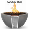 Image of Top Fires Round Concrete Luna Fire and Water Natural Gray Colored Bowl by The Outdoor Plus OPT-LUNFW30-NGY OPT-LUNFW38-NGY