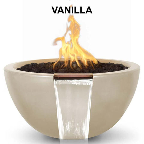 Top Fires Round Concrete Luna Fire and Water Vanilla Colored Bowl by The Outdoor Plus OPT-LUNFW30-VAN OPT-LUNFW38-VAN