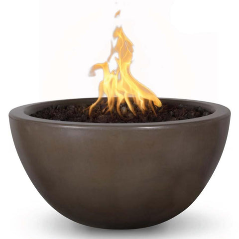 Top Fires Round Concrete Luna Fire Chocolate Colored Bowl by The Outdoor Plus OPT-LUNFO30-CHC OPT-LUNFO38-CHC