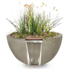 Image of Top Fires Round Concrete Luna Ash Colored Plant and Water Bowl by The Outdoor Plus OPT-LUNPW30-ASH OPT-LUNPW38-ASH
