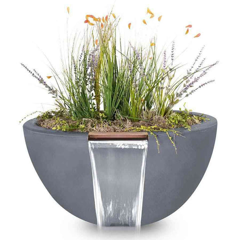Top Fires Round Concrete Luna Gray Colored Plant and Water Bowl by The Outdoor Plus OPT-LUNPW30-GRY OPT-LUNPW38-GRY