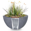 Image of Top Fires Round Concrete Luna Gray Colored Plant and Water Bowl by The Outdoor Plus OPT-LUNPW30-GRY OPT-LUNPW38-GRY