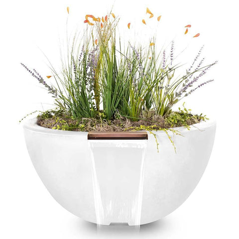 Top Fires Round Concrete Luna Limestone Colored Plant and Water Bowl by The Outdoor Plus OPT-LUNPW30-LIM OPT-LUNPW38-LIM