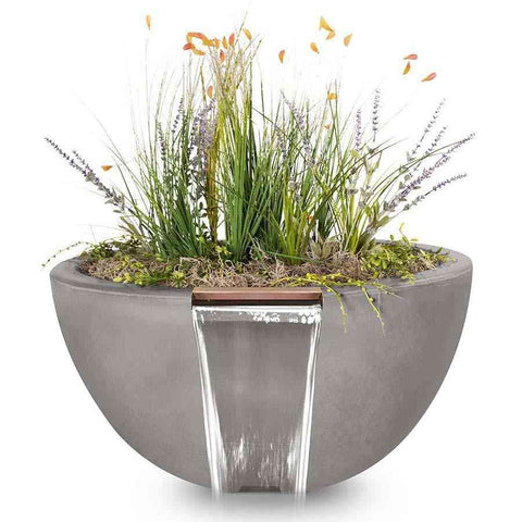 Top Fires Round Concrete Luna Natural Gray Colored Plant and Water Bowl by The Outdoor Plus OPT-LUNPW30-NGY OPT-LUNPW38-NGY