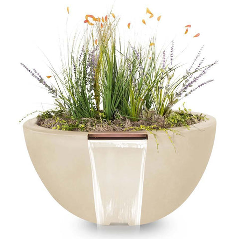 Top Fires Round Concrete Luna Vanilla Colored Plant and Water Bowl by The Outdoor Plus OPT-LUNPW30-VAN OPT-LUNPW38-VAN