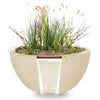 Image of Top Fires Round Concrete Luna Vanilla Colored Plant and Water Bowl by The Outdoor Plus OPT-LUNPW30-VAN OPT-LUNPW38-VAN