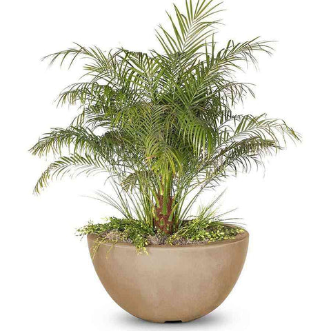 Top Fires Round Concrete Luna Planter Bowl by The Outdoor Plus Brown Colored Bowl OPT-LUNPO30-BRN OPT-LUNPO38-BRN