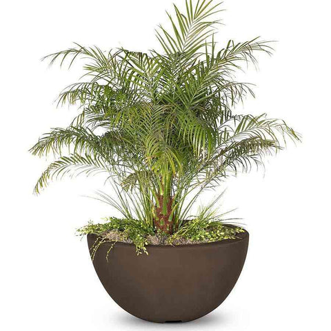 Top Fires Round Concrete Luna Planter Bowl by The Outdoor Plus Chocolate Colored Bowl OPT-LUNPO30-CHC OPT-LUNPO38-CHC
