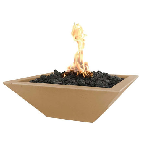 Top Fires Square Concrete Maya Fire Bowl by The Outdoor Plus OPT-24SFO-BRN OPT-30SFO-BRN OPT-36SFO-BRN