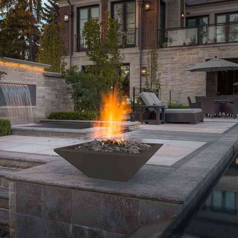Top Fires Square Concrete Maya Fire Bowl by The Outdoor Plus OPT-24SFO OPT-30SFO OPT-36SFO Sample Installation