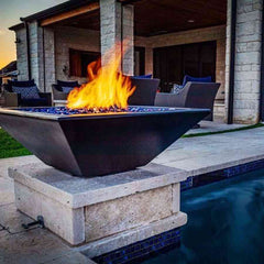 Top Fires Square Concrete Maya Fire Bowl by The Outdoor Plus OPT-24SFO OPT-30SFO OPT-36SFO Sample Installation