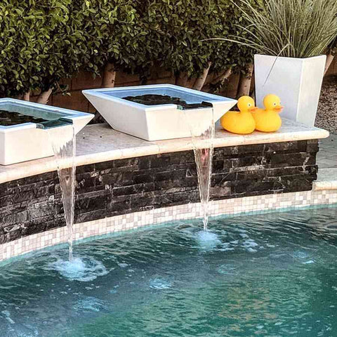 Top Fires Square Concrete Maya Water Bowl by The Outdoor Plus OPT-24SWO OPT-30SWO OPT-36SWO Sample Installation