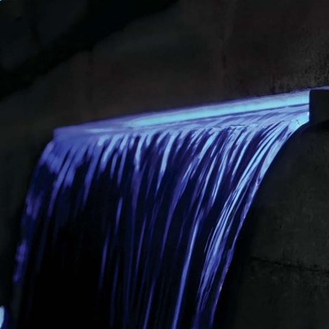 EasyPro Vianti Falls - 35" Spillway kit w/ Blue LED; includes basin, pump, spillway, plumbing HB35KB Sample Installation with lights on
